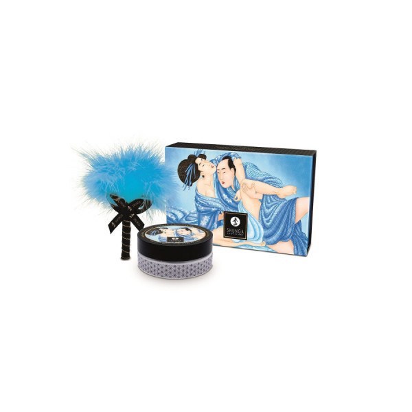 Mini Coffret poudre corporelle noix de coco et plumeau assorti 